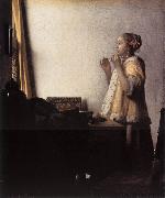 VERMEER VAN DELFT, Jan, Woman with a Pearl Necklace wer